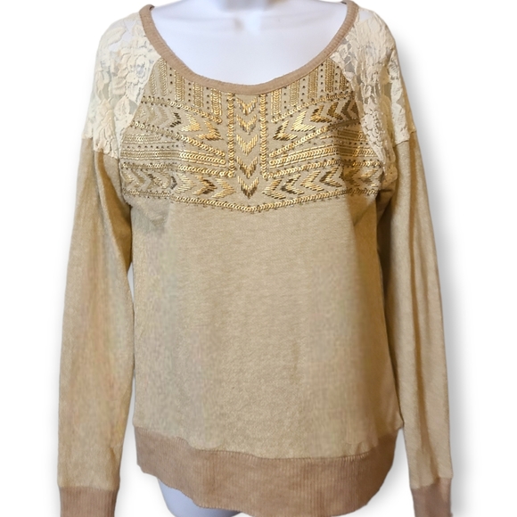 Miss Me Tribal Edge Pullover Beaded and Sequined Sweater - Picture 3 of 8